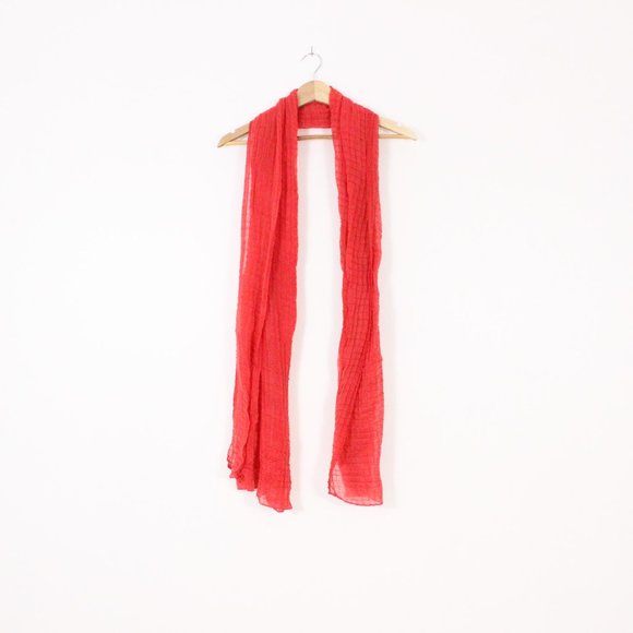 *Orange / Red Bubble Crepe Scarf - Picture 4 of 4